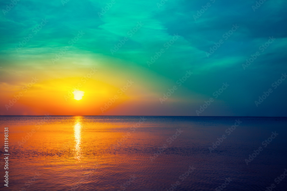 Magical sunrise over sea