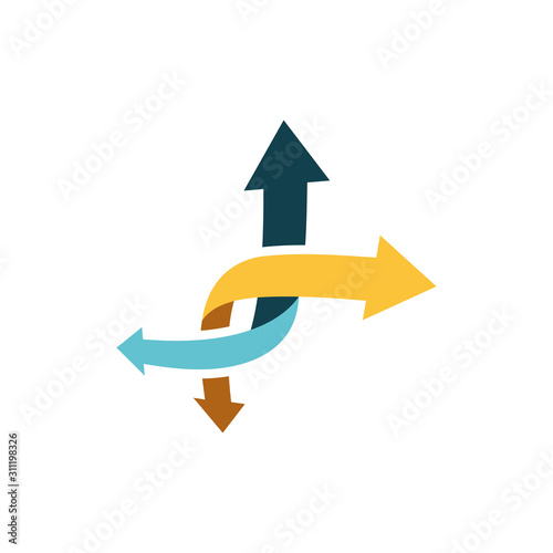 Double Point arrow crossed each other, Interchange Symbol Vector template