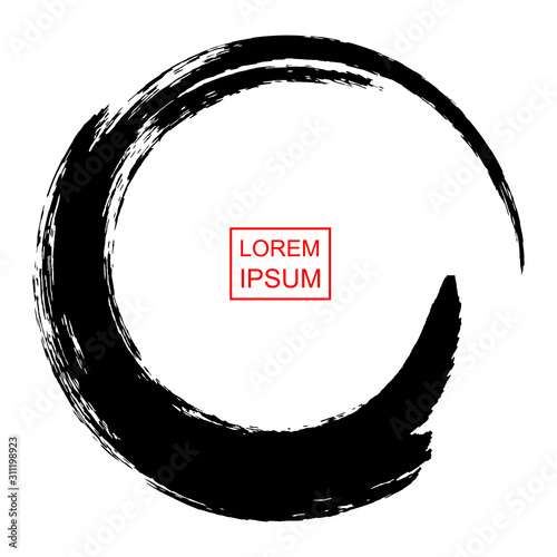 Abstract circle drawn by brush in Japanese Chinese tradition, vector illustration