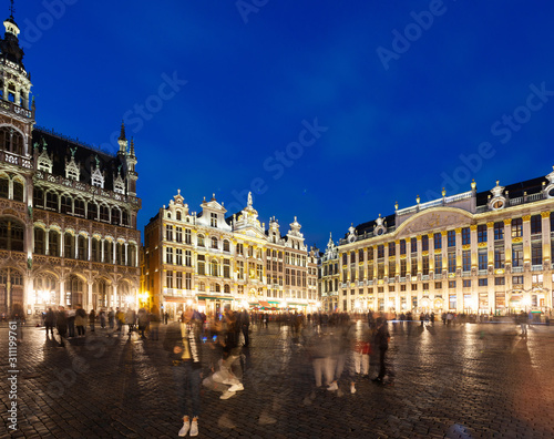 Grand Place in Brussels at night, Belgium