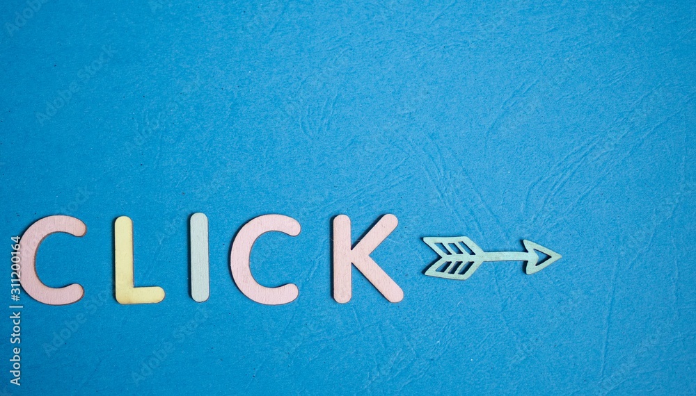 click here made from wooden letters click here made from wooden letters