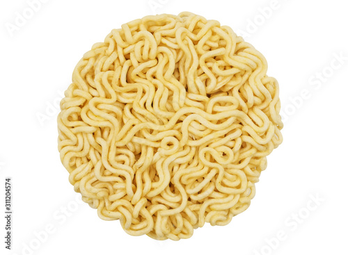 Obraz na płótnie Instant dry noodles isolated on white background with clipping path,Yellow noodl