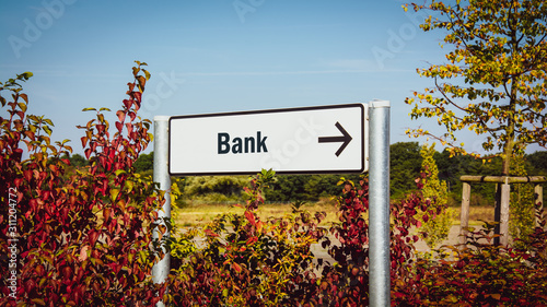 Obraz na plátně Street Sign to Bank