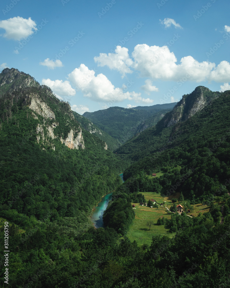 View on the green river canyon in Montenegro. Beautiful scenery