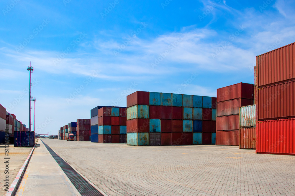 Fototapeta premium Container logistics terminal.