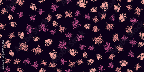 Flower scribble pattern. Romantic artistic textile vector print surface design background