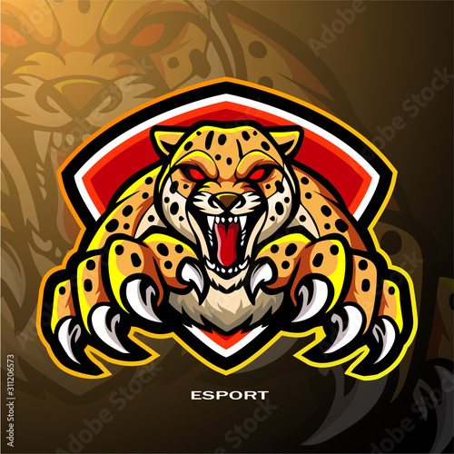 Cheetah mascot esport logo design