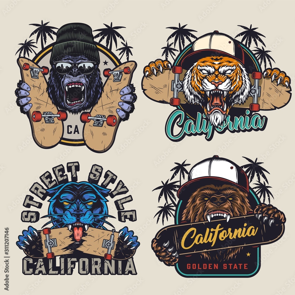 Obraz premium Vintage deskorolkowe nadruki