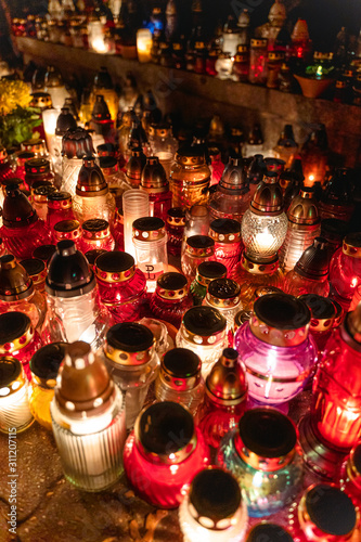 Candles on All Saints Day in Poland