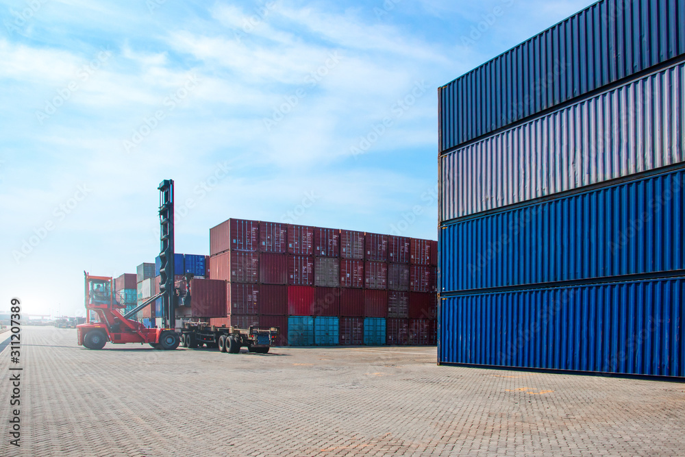 Fototapeta premium Container logistics terminal.