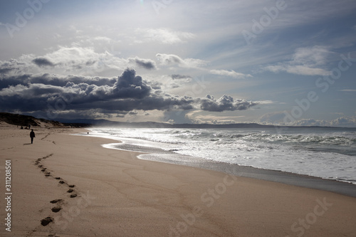 Footsteps in sand at Marina State Beach Monterey County California
