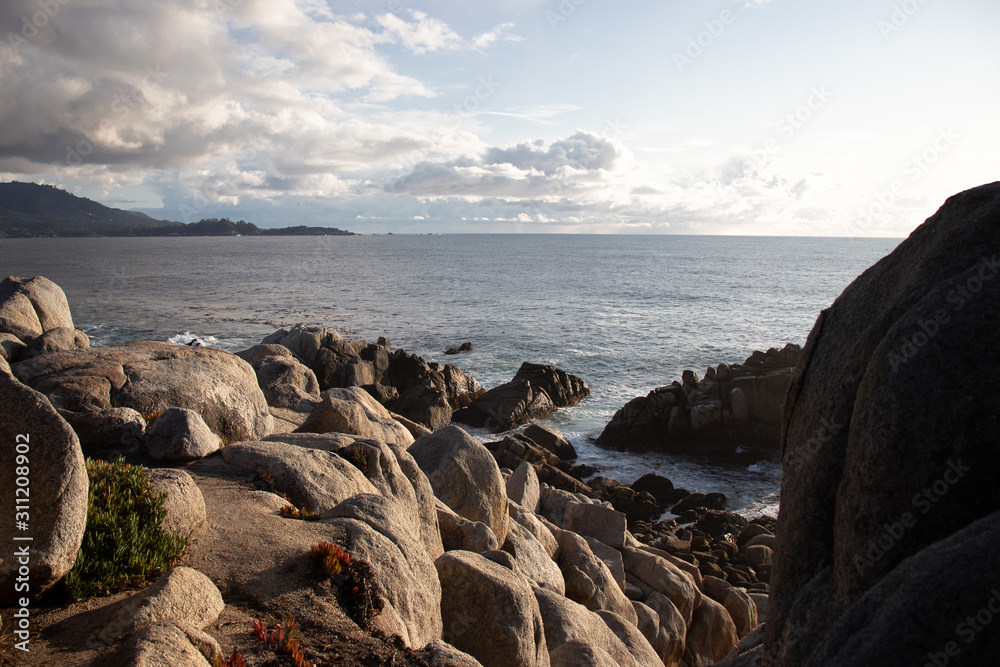 Sunshine and coastal waters at 17 Mile Drive Pebble Beach California Sunshine and coastal waters at 17 Mile Drive Pebble Beach California
