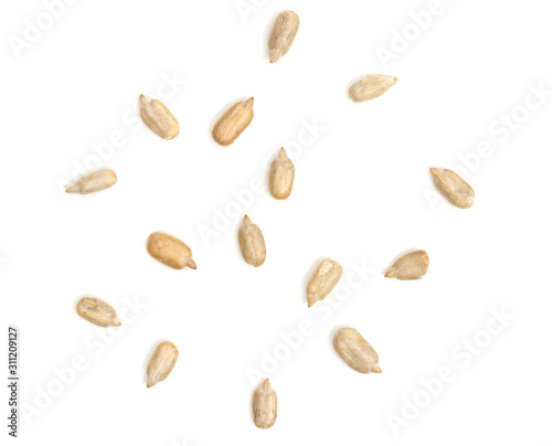 kernel,sunflower seeds on a white isolated background