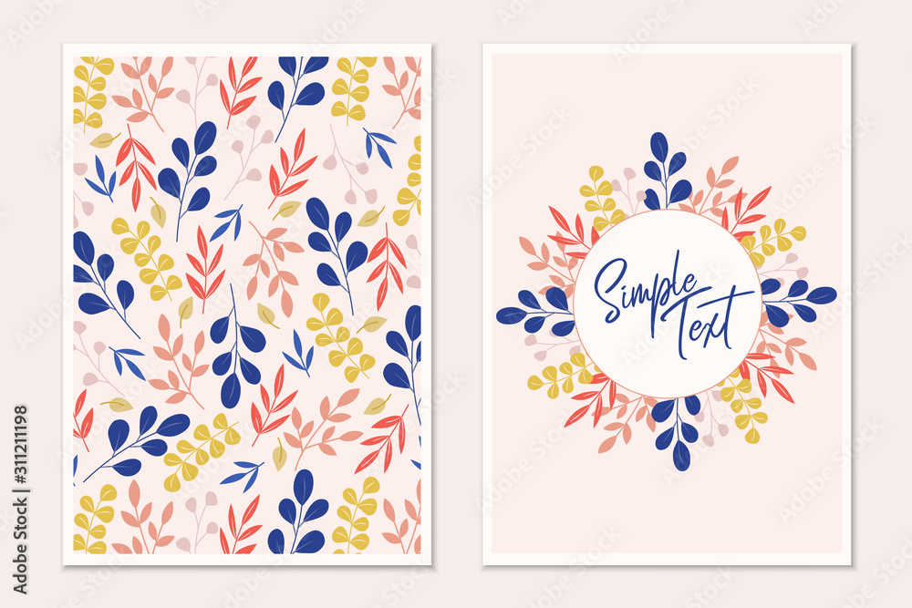 Floral card set. Botanical card mock up