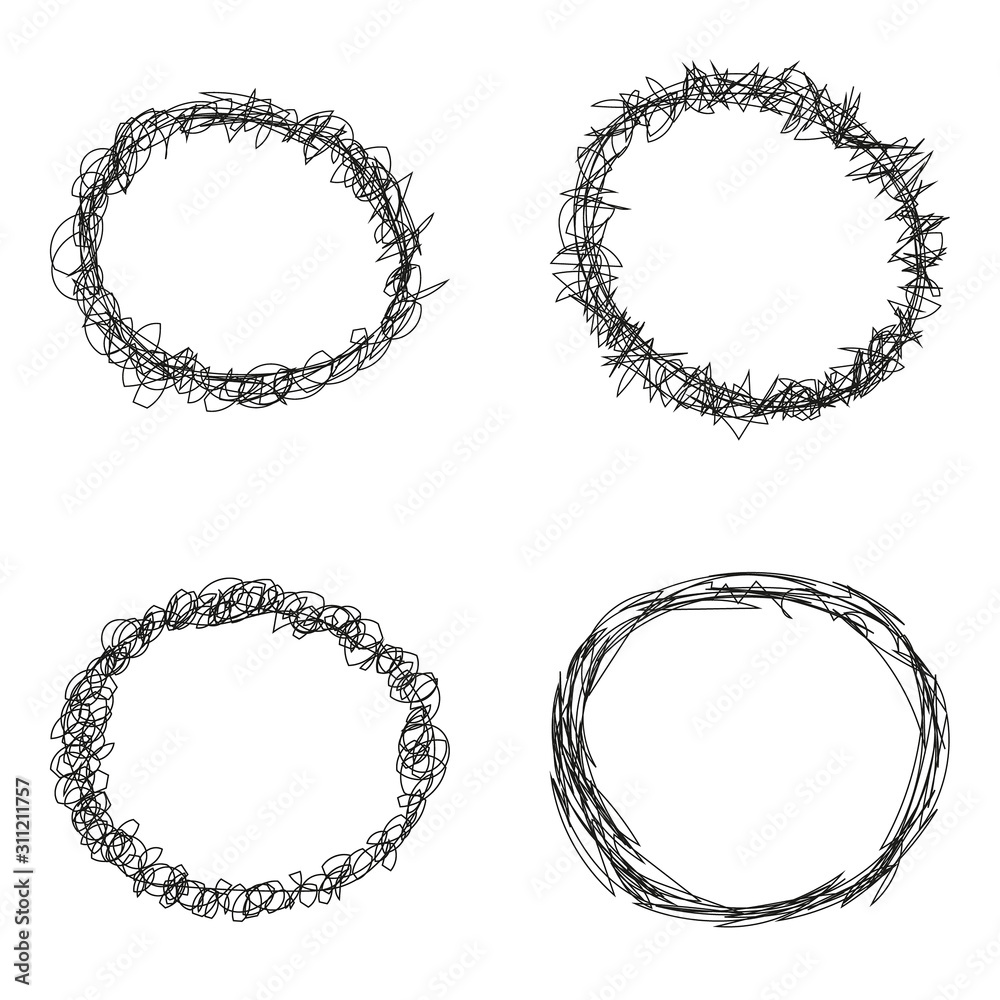 Set of black scribble hand drawn speech bubbles. Vector scribble frame collection design elements. Set of black scribble hand drawn speech bubbles. Vector scribble frame collection design elements.