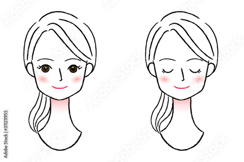 女性の顔　美容　メイク　モノクロ