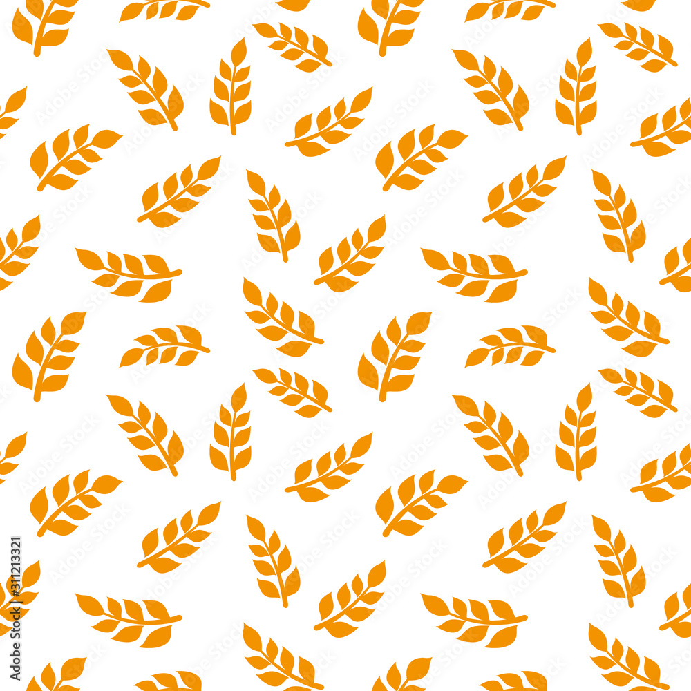Wheat spike. Grain plant silhouette. Wheat pattern. Template vector.
