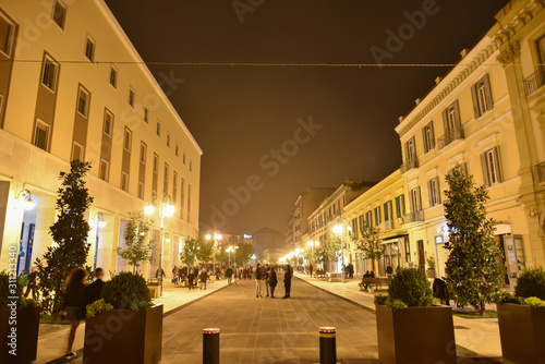 Night Foggia City Centre Illuminated by Lamps photo