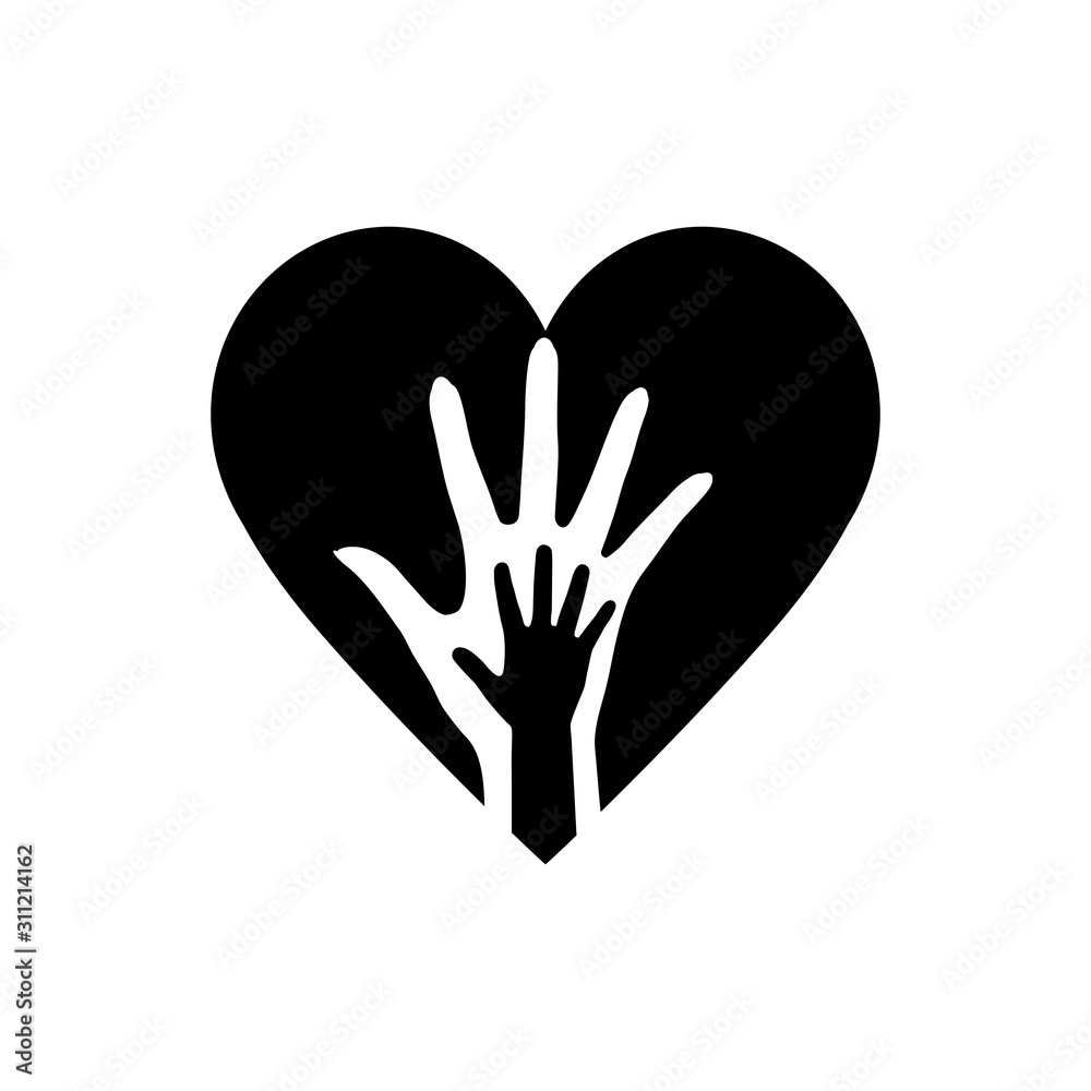 Fototapeta premium Hand of Mother and Child in the Heart Icon. Detailed Hand of Mother and Child in Heart Icon Can be Used for Web and Mobile on White Background