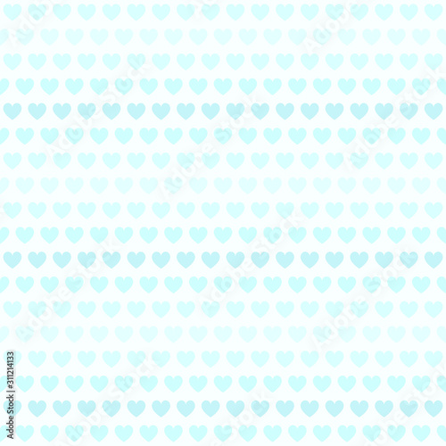 Cyan striped heart pattern. Seamless vector background