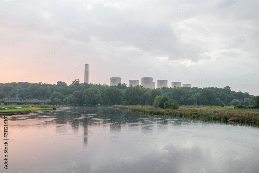 River Trent and Power Station during morning sunrise