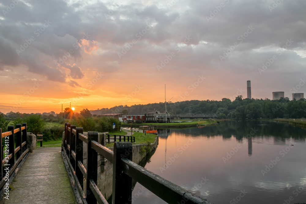 Morning sunrise on the Trent river, UK