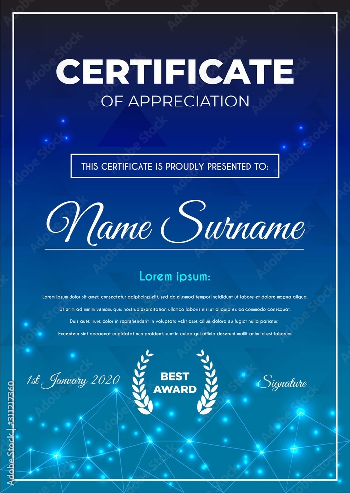 Certificate template with luxury and modern pattern suitable for diploma, conference, and honour. Vector illustration image Certificate template with luxury and modern pattern suitable for diploma, conference, and honour. Vector illustration image