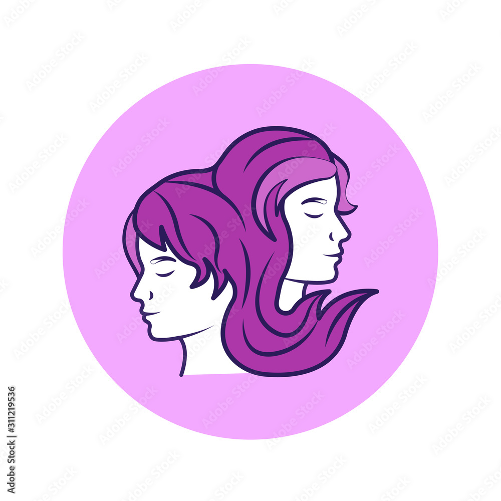 Gemini color line icon. Zodiac sign. Astrology and horoscope. Predictions and human character. Element air. Ruler Mercury. UI UX GUI design element. Editable stroke. Gemini color line icon. Zodiac sign. Astrology and horoscope. Predictions and human character. Element air. Ruler Mercury. UI UX GUI design element. Editable stroke.