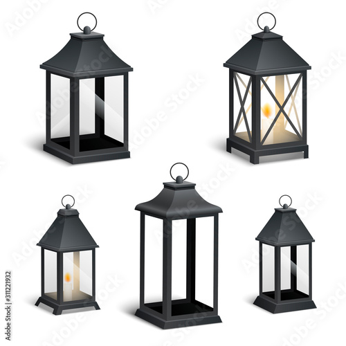 Wallpaper Mural Vector illustration realistic vintage lantern on a white background. Set of outdoor street light in old style Torontodigital.ca