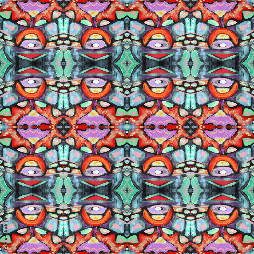 Kaleidoscopic abstract tribal seamless pattern. Modern stylish texture.