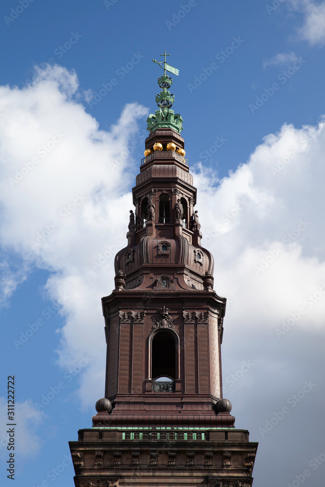 Christiansborg Palace tower close-up, Copenhagen, Denmark