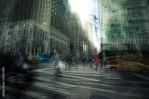 Photography Original artist graphic New York City street scene photo manipulation