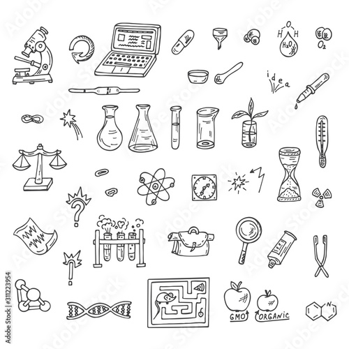 Set of Doodles Science icons