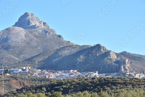 Panoramic view of Cogollos Vega, a beautiful Granada town at the foot of the imposing Peñón de la Mata