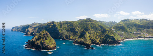 Azores aerial Santa Maria Cliffs and beaches