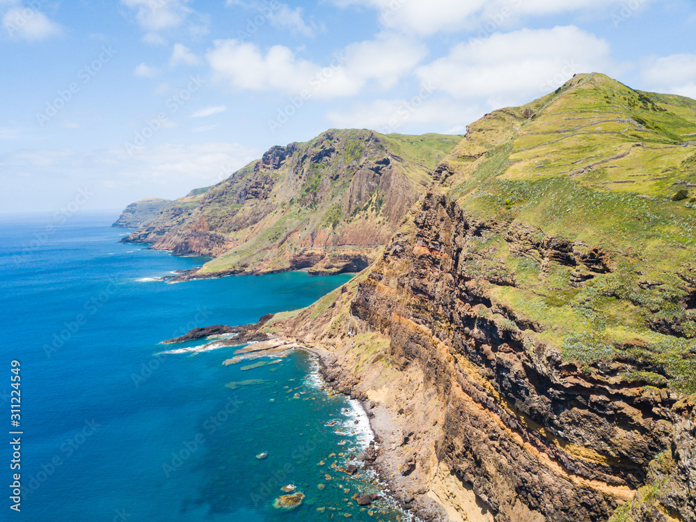 Azores aerial Santa Maria Cliffs and beaches
