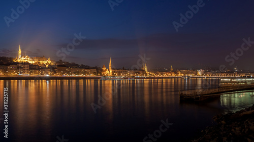 Danube rive at night. Budapest  Hungary.