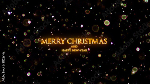 Wallpaper Mural Orange Christmas text with shiny particles. for celebration, banner,background, postcard and decorations Torontodigital.ca