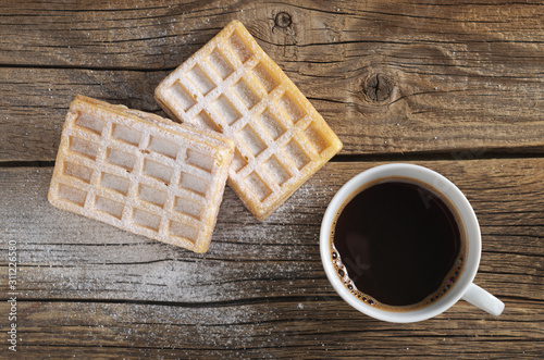 Waffles and coffee cup