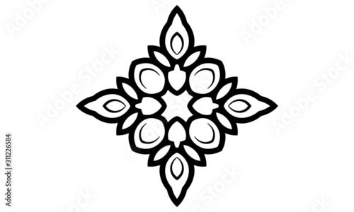 Simply black vector floral ornament