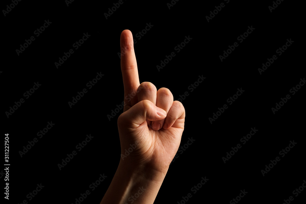 Hand Showing Sign of Z Alphabet in American Sign Language (ASL), isolated on black background. Sign language Hand Showing Sign of Z Alphabet in American Sign Language (ASL), isolated on black background. Sign language