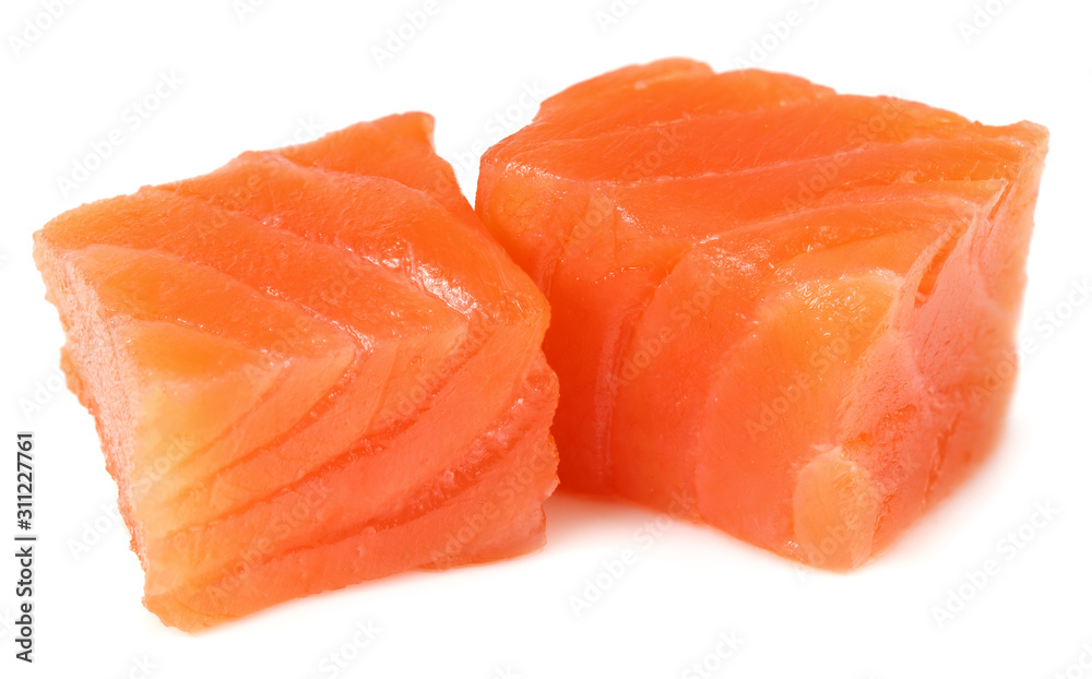 Red fish. Raw salmon fillet isolate on white background