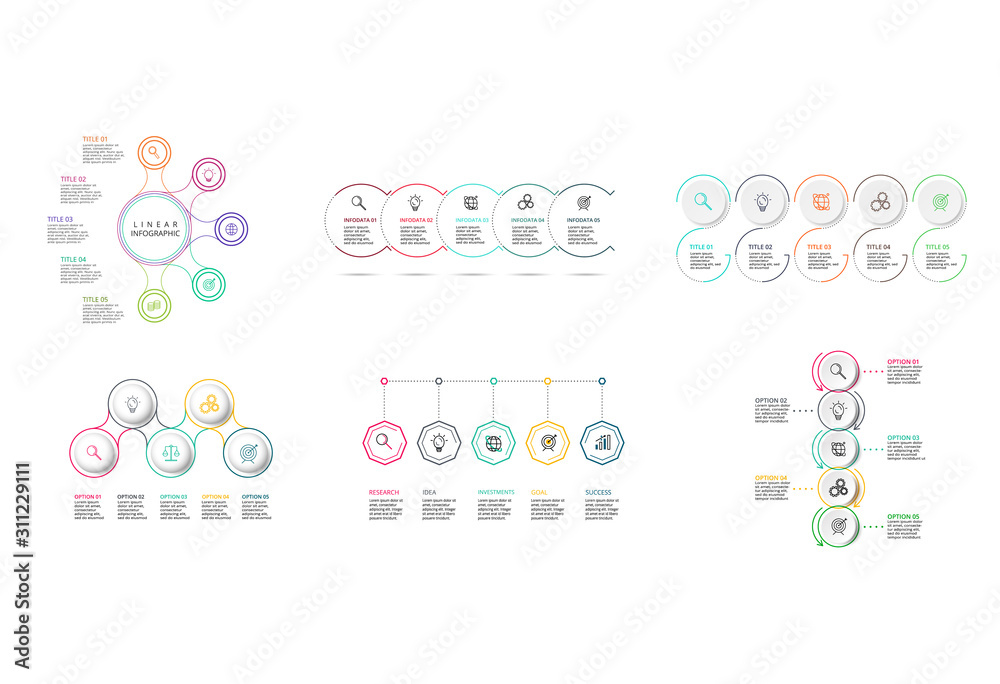 Thin line flat element for infographic. Template for diagram, graph, presentation and chart. Business concept with 5 options, parts, steps or processes. Data visualization. Thin line flat element for infographic. Template for diagram, graph, presentation and chart. Business concept with 5 options, parts, steps or processes. Data visualization.