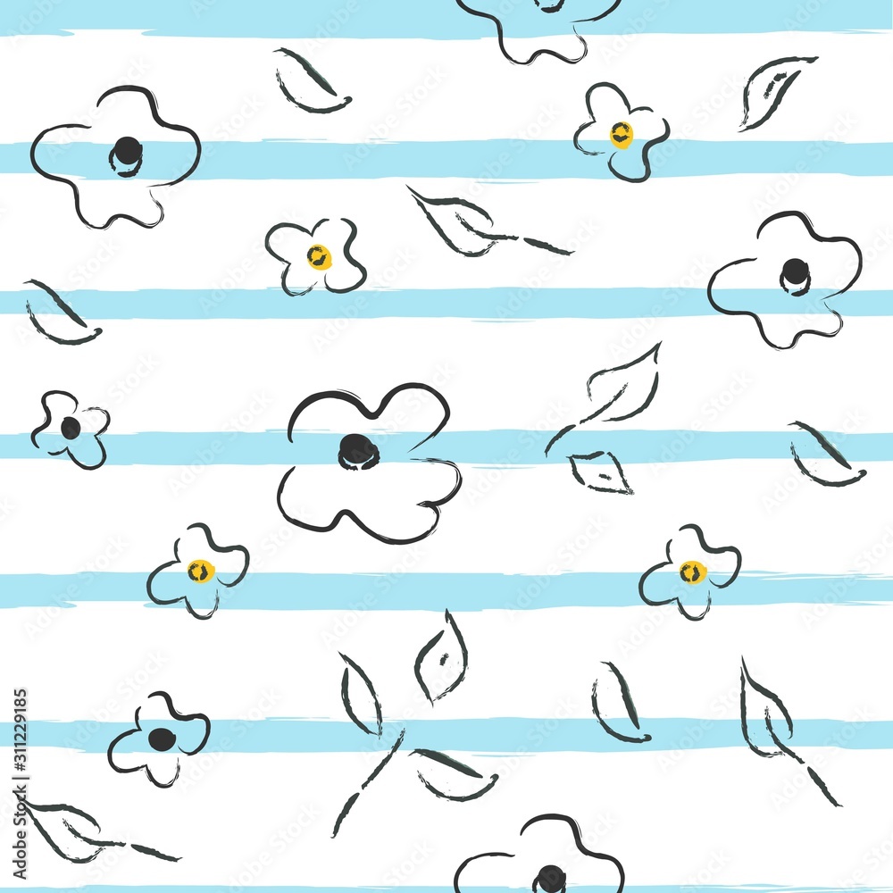 Floral Seamless Pattern. Hand Drawn. Floral Seamless Pattern. Hand Drawn.