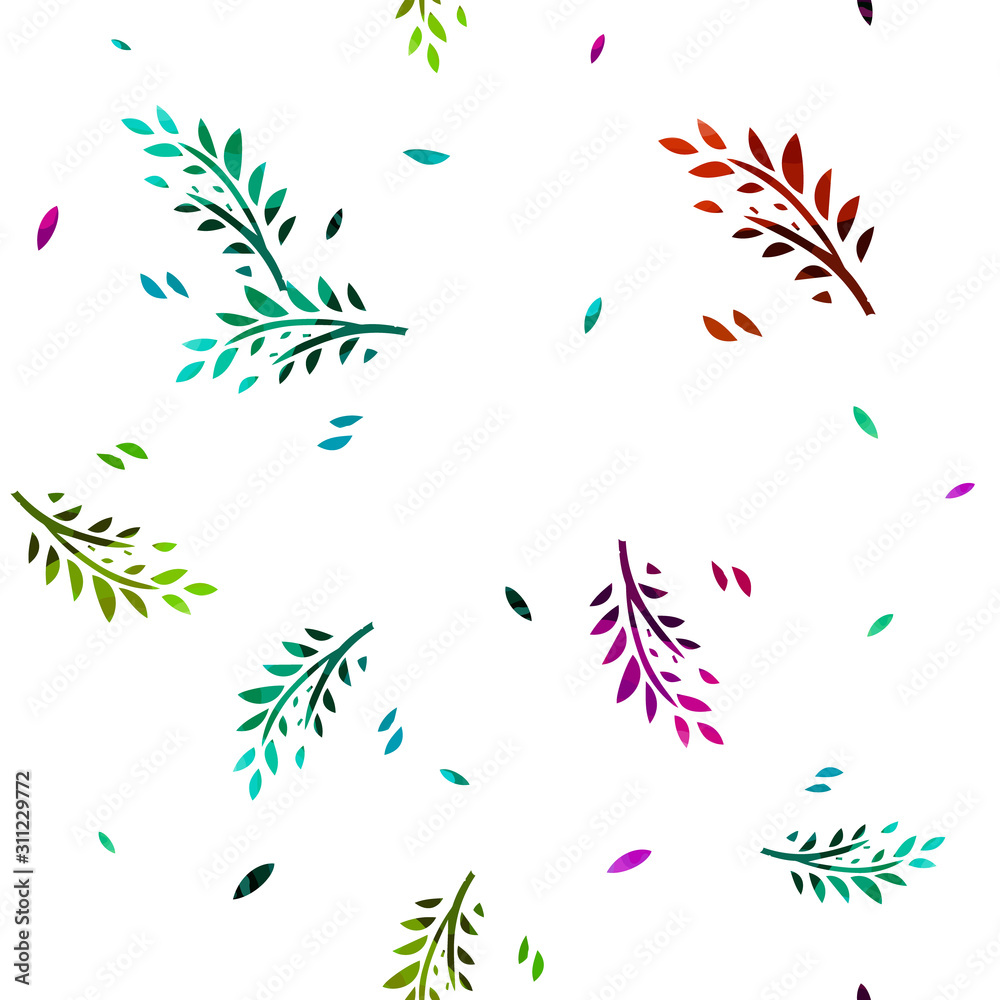 Fototapeta premium Seamless pattern with sprigs and leaves. Vector illustration