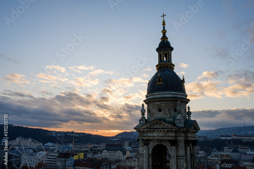 Panoramic view on Budapest from St. Stephen Basilica, Hungary.