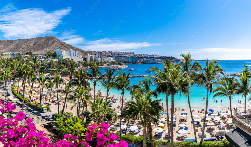 Fototapeta premium Landscape with Anfi beach and resort, Gran Canaria, Spain