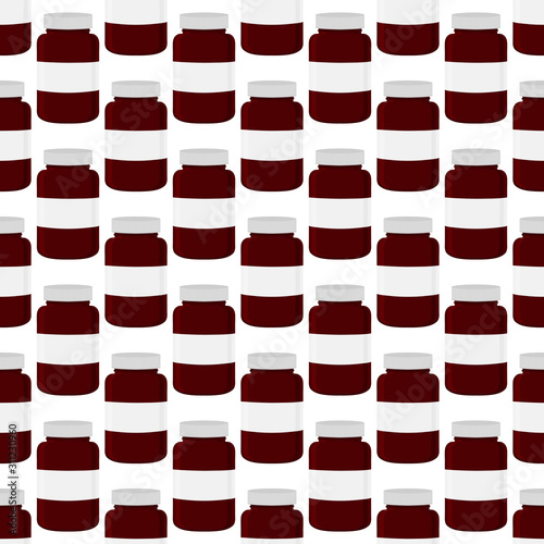 Illustration on theme big colored set different types of pills inside close jar