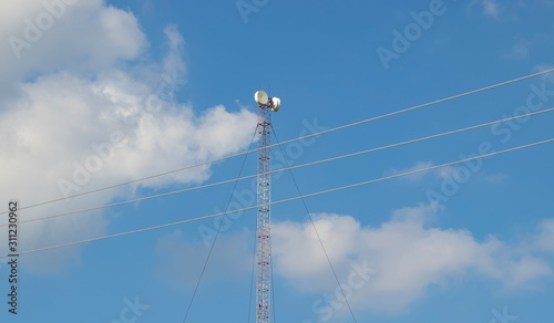 Cellular repeater, mast for broadcasting wireless communication and the Internet