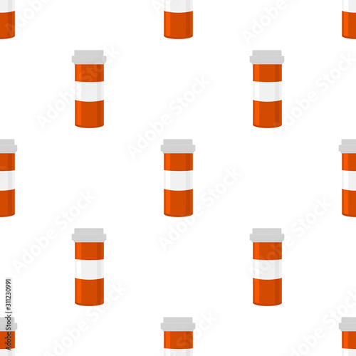 Illustration on theme big colored set different types of pills inside close jar